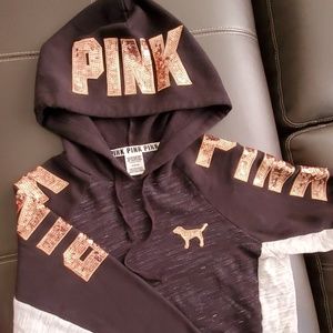 Vs Bling Pullover Hoodie  Black Rose Gold Logo